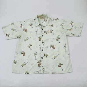 Coconut Pier Cocktails & Long Island Ice Teas Hawaiian Short Sleeve Shirt Mens M